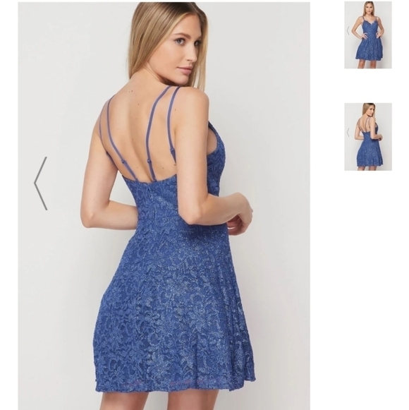 Teeze Me Denim Blue Lace Short Formal size 5/6 - Picture 2 of 16